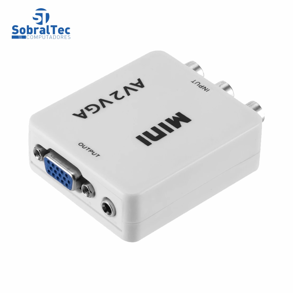 Mini Conversor De Vídeo Av Para Vga Com Áudio 3.5Mm Hd 720p 1080p Kebidu J-03-02